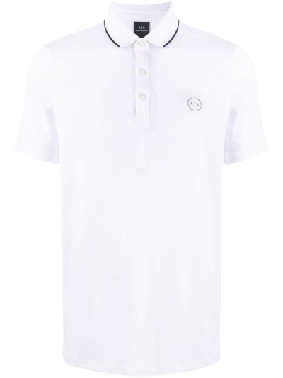 Armani Armani Exchange Embroidered Logo Polo Majice Moški Bele | 8WSJW4CE