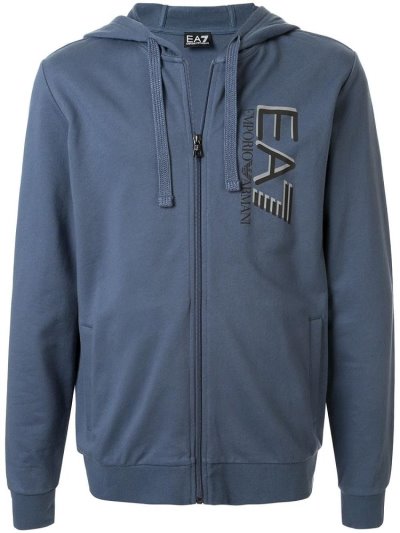 Armani Ea7 Emporio Armani Ea7 Vertical Logo Zip Through Puloverji S Kapuco Moški Modre | 4XTJ0SF4
