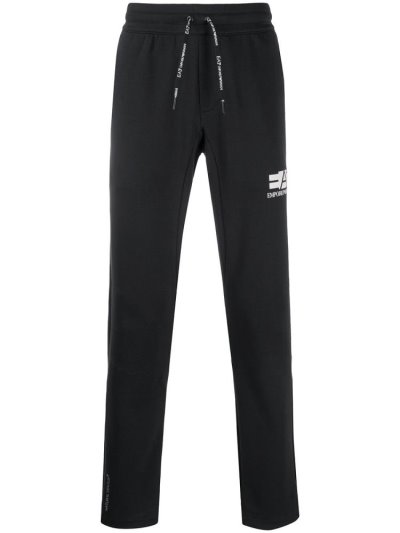 Armani Ea7 Emporio Armani Logo Print Track Hlače Moški Črne | EHEIZAPJ