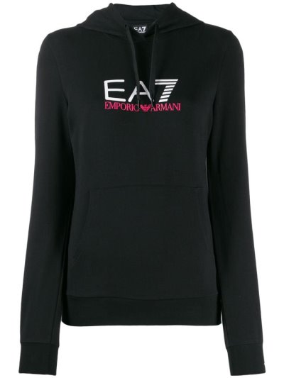 Armani Ea7 Emporio Armani Logo Printed Puloverji S Kapuco Ženske Črne | L1EN4UR3
