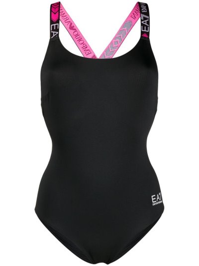 Armani Ea7 Emporio Armani Logo Strap One Piece Kopalke Ženske Črne | KBDWR4GT