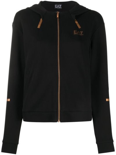 Armani Ea7 Emporio Armani Metallic Trim Hooded Športni Puloverji Ženske Črne | S73XIE1Q