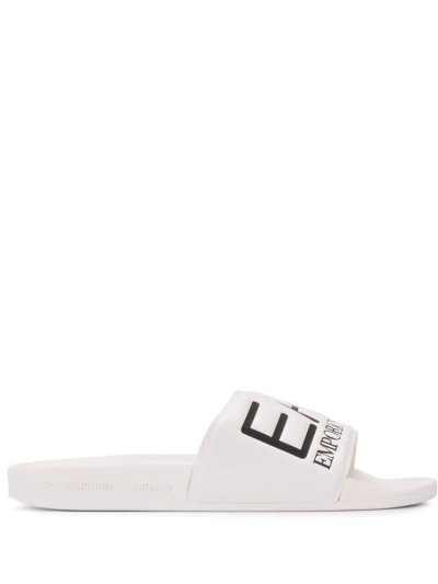 Armani Ea7 Emporio Armani Printed Logo Diapozitivi Ženske Bele | EKTHL7Q9
