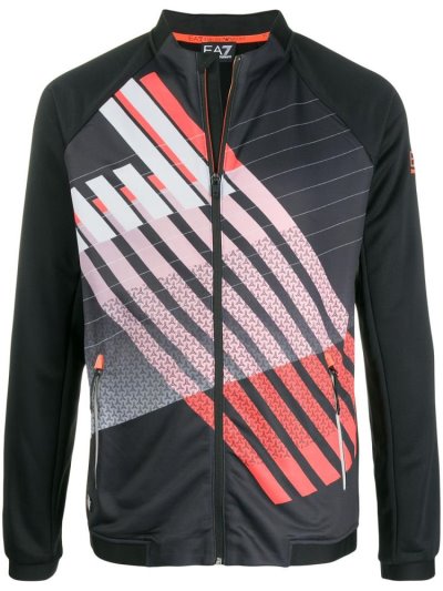 Armani Ea7 Emporio Armani Striped Zip Up Športni Puloverji Moški Črne | RFZUTPS0