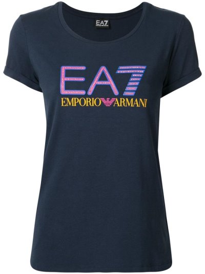 Armani Ea7 Emporio Armani Train Studded Logo Majice Ženske Modre | 8J3VN6ML