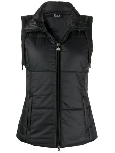 Armani Ea7 Emporio Armani Zipped Padded Gilet Telovniki Ženske Črne | O477M3DB