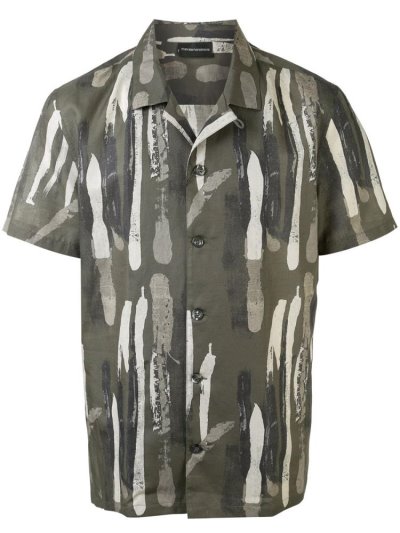 Armani Emporio Armani Abstract Print Srajca Moški Zelene | R9IKB3XM
