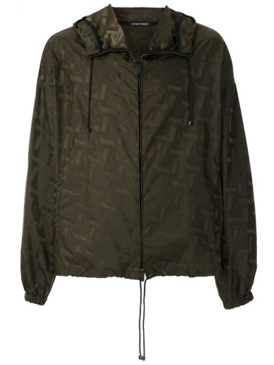 Armani Emporio Armani All Over Print Windbreaker Plašči Moški Zelene | N3T8XC6B