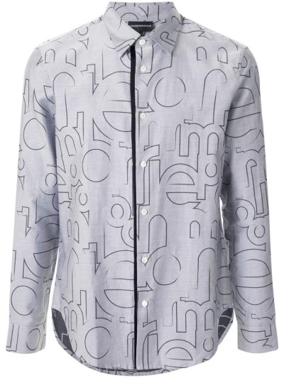Armani Emporio Armani Big Logo Stencil Srajca Moški Sive | UL10UXGH