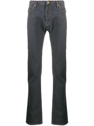 Armani Emporio Armani Contrasting Stitching Kavbojke Moški Črne | AUPL9DPO