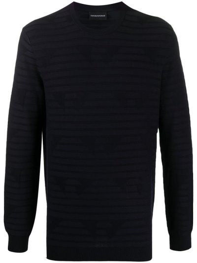 Armani Emporio Armani Crew Neck Striped Športni Puloverji Moški Modre | XA3U0M9U