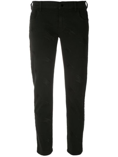 Armani Emporio Armani Cropped Embroidered Kavbojke Ženske Črne | 8SOTRIAS