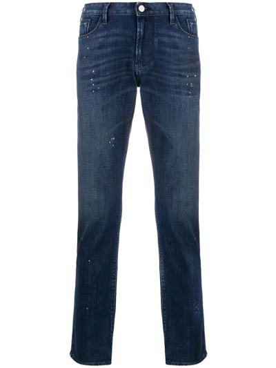 Armani Emporio Armani Dotted Details Straight Kavbojke Moški Modre | YA86F22R