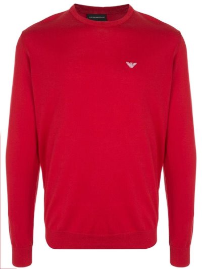 Armani Emporio Armani Embroidered Logo Crew Neck Skakalci Moški Rdeče | TH9OINHE
