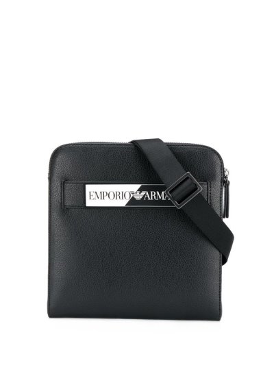 Armani Emporio Armani Faux Usnje Logo Messenger Torbe Moški Črne | J1KVPGR1