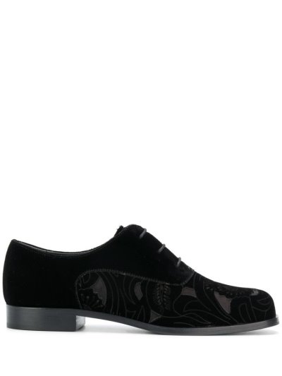 Armani Emporio Armani Floral Cut Out Lace Up Shoes Čevlji Ženske Črne | STGKVN2I