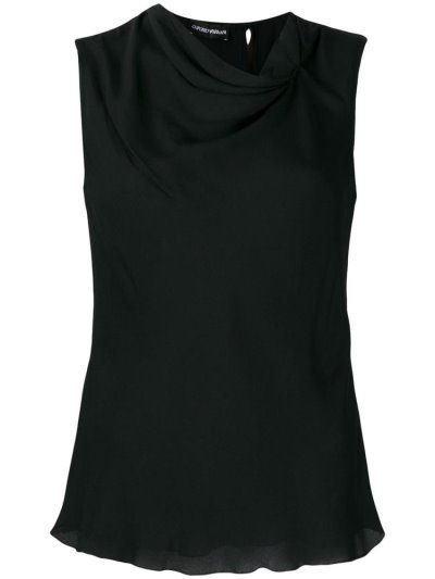Armani Emporio Armani Gathered Tank Top Ženske Črne | SN7RTVRU