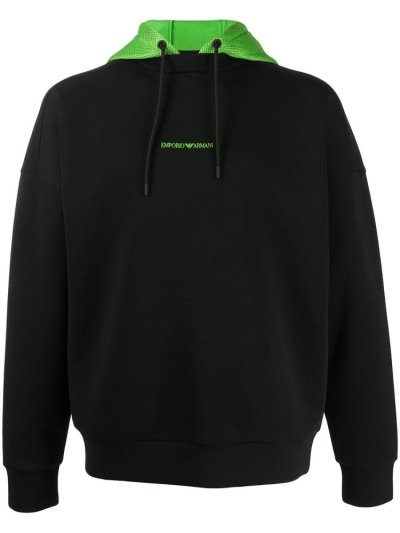 Armani Emporio Armani Hooded Logo Puloverji Moški Črne | OVN0EXDY