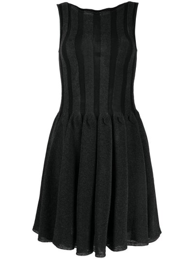 Armani Emporio Armani Knitted Pleated Obleke Ženske Črne | ZS30SHIW