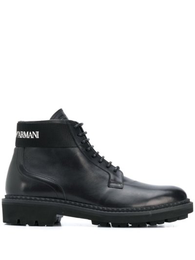 Armani Emporio Armani Lace Up Škornji Moški Črne | TKD4JJI7