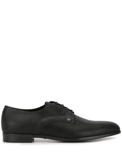 Armani Emporio Armani Lizard Effect Derby Čevlji Moški Črne | 2AKEUMDX
