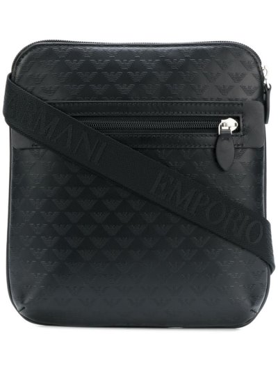 Armani Emporio Armani Logo Embossed Messenger Torbe Moški Črne | JTNGU0SM