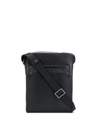 Armani Emporio Armani Logo Embossed Messenger Torbe Moški Črne | KKPNO21S
