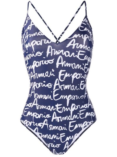 Armani Emporio Armani Logo Print Crisscross Back Kopalke Ženske Črne Bele | 31ANV8D2