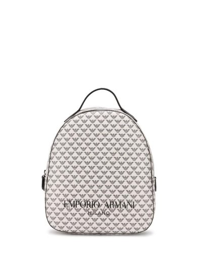 Armani Emporio Armani Logo Print Nahrbtniki Ženske Bele Črne | 1APPOP5L
