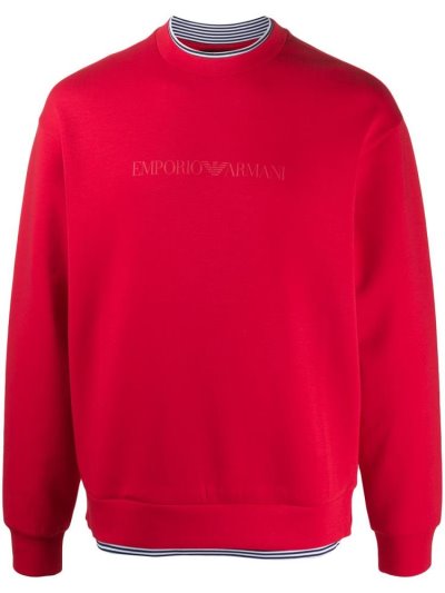 Armani Emporio Armani Logo Print Puloverji Moški Rdeče | F2MAUA7A