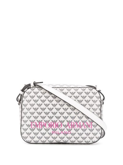 Armani Emporio Armani Logo Print Torbe Za Čez Ramo Ženske Bele Črne | 0XHWGBUE
