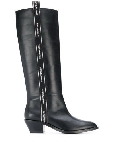 Armani Emporio Armani Logo Trim Škornji Ženske Črne | JB7320PH