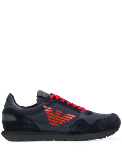 Armani Emporio Armani Mesh And Suede Panelled Superge Moški Modre | GLWKCVVK