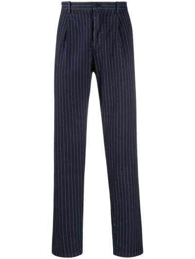 Armani Emporio Armani Pinstripe Slim Fit Chinos Hlače Moški Modre | 8V0SYD27