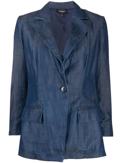 Armani Emporio Armani Single Breasted Denim Suknjič Ženske Modre | ZH28F7S3