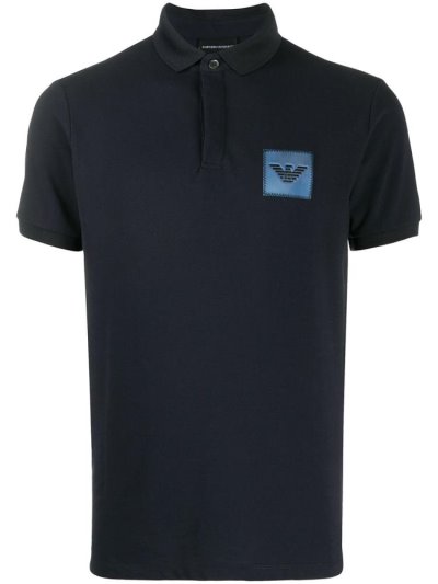 Armani Emporio Armani Stitched Logo Polo Majice Moški Modre | JMQFE8LO