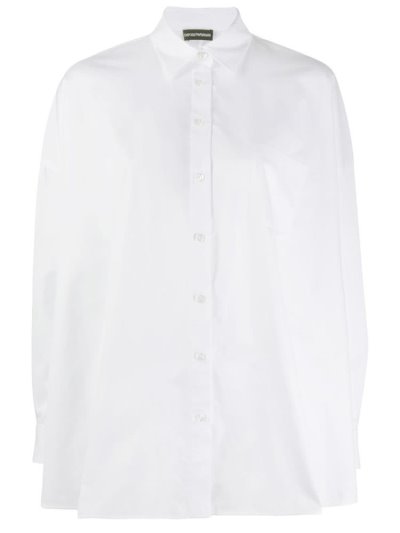 Armani Emporio Armani Wide Hem Long Sleeve Srajca Ženske Bele | PM87CQE9