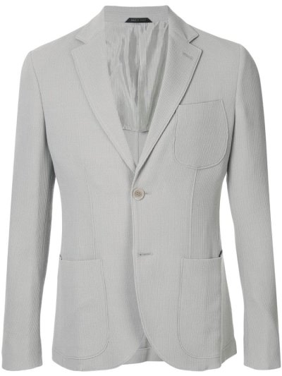 Armani Giorgio Armani Ribbed Knit Suknjič Moški Sive | F2BXLYBN