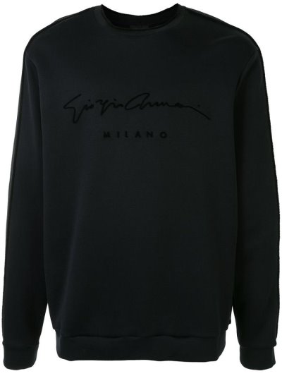 Armani Giorgio Armani Signature Logo Print Športni Puloverji Moški Črne | 24PCYZ0H