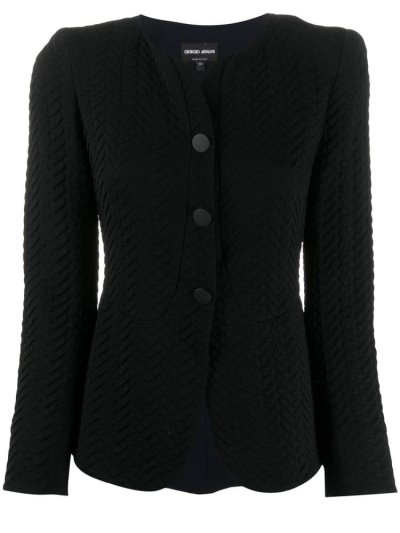Armani Giorgio Armani Textured Effect Button Up Suknjič Ženske Črne | Y4TGMHHY