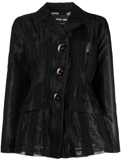 Armani Giorgio Armani Transparent Fitted Jakne Ženske Črne | JHP9AJRP